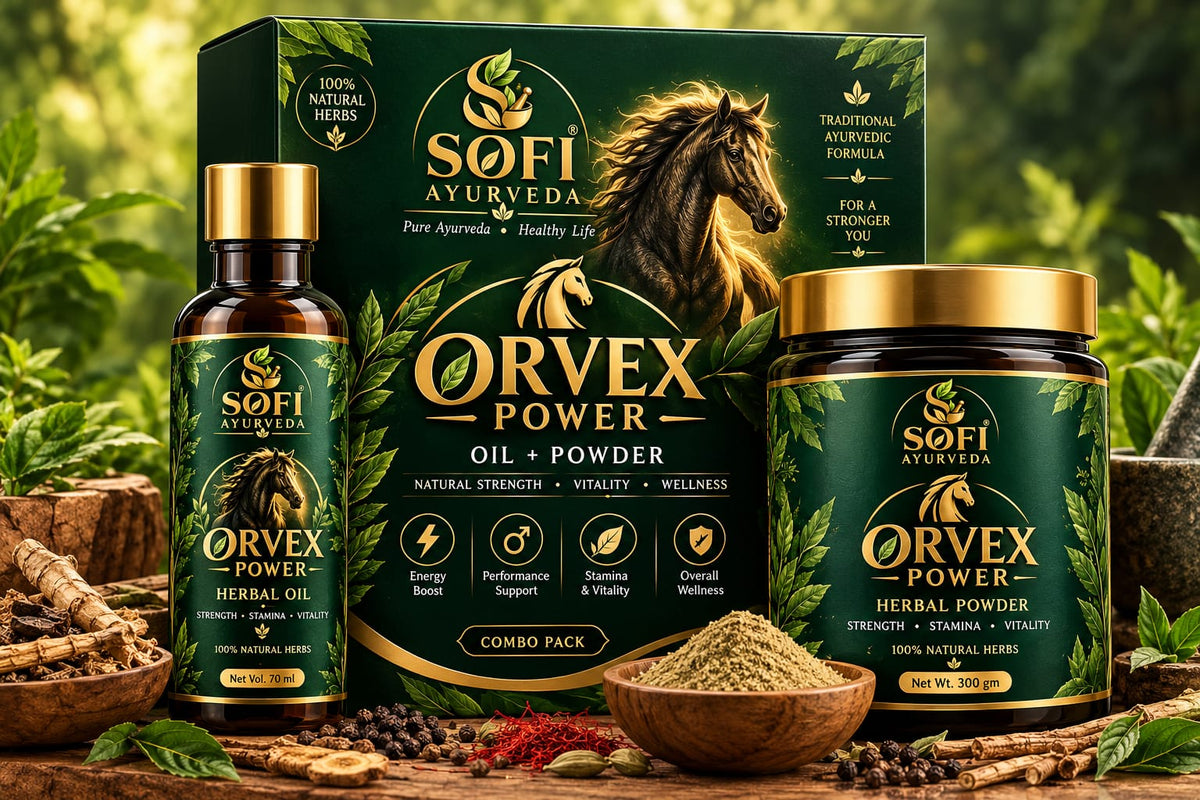 SOFI Ayurveda ORVEX POWER Combo Pack – Herbal Oil 70ml + Herbal Powder 300g